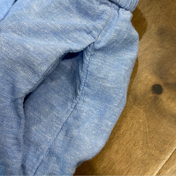 Banana Republic linen blend passion flower blue super wide leg cropped pants XL - Picture 4 of 10